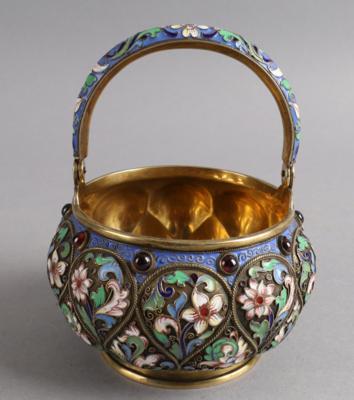 Russische Cloisonné Henkelschale, - Argenti