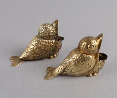 Paar Gewürzschälchen in Form von Vögelchen, - Silber