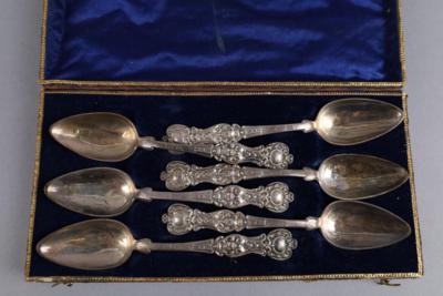 6 Marburger Biedermeier Teelöffel, - Silver