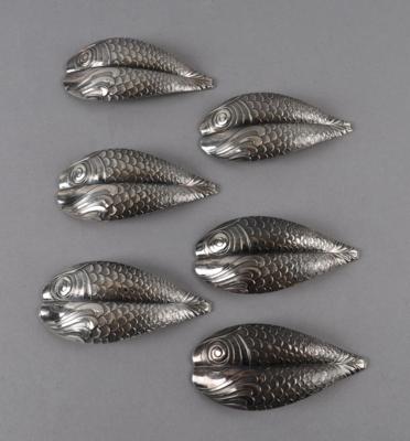 6 Schälchen in Fischform, - Silber