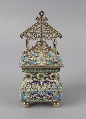 Russischer Cloisonné Salzthron, - Silver