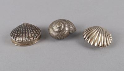 3 Döschen in Muschelform, - Silver