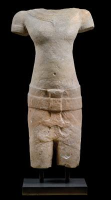 Khmer, Cambodia: Stone torso of a male deity, 12th-13th century. - Tribal Art