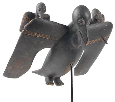 Senufo, Ivory Coast, Mali Burkina Faso: A ‘Sejen bird’ with two small birds on its wings. - Tribal Art