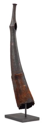 Kongo (or Bakongo), Democratic Republic of Congo: An old ivory trumpet with a cuff made of leather and fur. - Tribal Art