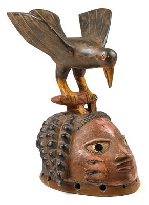 Yoruba, Nigeria: A helmet mask, type: ‘Gelede’, with two birds as crests. - Tribal Art