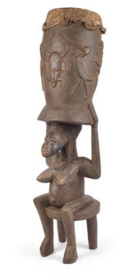 Senufo, Ivory Coast, Ghana, Burkina Faso, Mali: A drum in typical tribal form. - Tribal Art