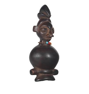 Yaka (also called Bayaka), Dem. Rep. of Congo: A hunting pipe  (musical instrument), with a typical Yaka head. - Tribal Art