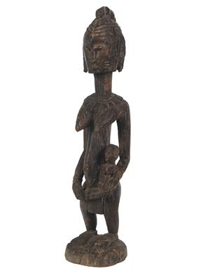 Dogon, Mali: Eine alte Mutter-Kind-Figur, Stil: zentrales Plateau oder N'duleri. - Stammeskunst / Tribal-Art; Afrika