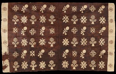 Oceania, Samoa: a large piece of bark bast, called ‘tapa’, with painted flowers and blossoms. - Tribal Art - Africa