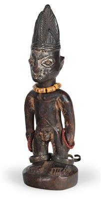 Yoruba, Nigeria: a male ‘Ibeji’ twin figure. Style: Saki, Oyo. - Tribal Art