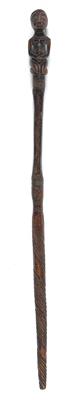 Chokwe, Dem. Rep. of Congo: an old dignitary staff or a sceptre, with the figure of a kneeling woman above. - Tribal Art