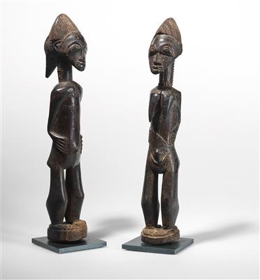 An early pair of Baule asie usu (meaning 'genius of the bush') figures, used by diviners. - Tribal Art