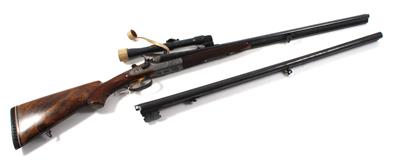 Hahn-Büchsflinte mit Doppelflintenwechsellauf, - Jagd-, Sport- und Sammlerwaffen