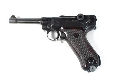 Pistole, Mauser - Oberndorf, Mod.: P08 vermutlich aus Beständen der DDR-Volkspolizei, Kal.: 9 mm Para, - Armi da caccia, competizione e collezionismo
