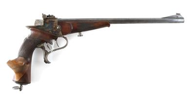 Pistole, unbekannter vermutlich belgischer Hersteller, Mod.: Sportart Freie Pistole, Kal.: vermutlich .22 l. r., - Sporting and Vintage Guns