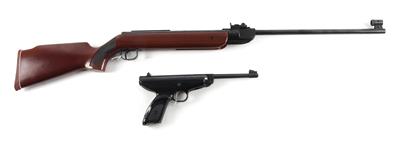 Druckluftgewehr, Diana, Mod.: 35, Kal.: 4,5 mm und eine Druckluftpistole Tex, Kal.: 4,5 mm Nr.: 7674, - Jagd-, Sport- und Sammlerwaffen