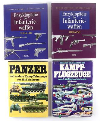 Konvolut aus sechs Büchern darunter: Band I und II Enzyklopädie der Infanteriewaffen, - Lovecké, sportovní a sběratelské zbraně