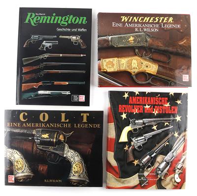Konvolut Bücher 4 Stück, 'Amerikanische Revolver und Pistolen', 'Winchester', 'Remington', 'Colt', - Lovecké, sportovní a sběratelské zbraně