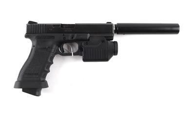 Pistole, Glock, Mod.: 17 mit IGB-Wechsellauf und Glock-Licht, Kal.: 9 mm Para, - Armi da caccia, competizione e collezionismo