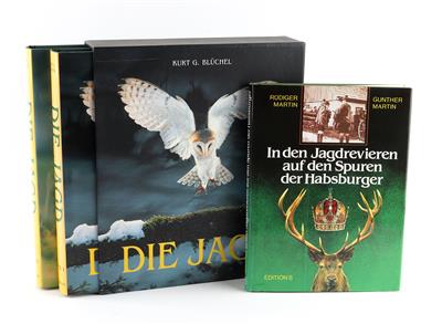Konvolut aus jagdlichen Büchern darunter zwei Bände Die Jagd von Blüchel, - Lovecké, sportovní a sběratelské zbraně