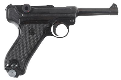 Pistole, VEB Ernst Thälmann, Mod.: P08, bis auf Kleinteile nummerngleiche DDR-Nachkriegsfertigung, Kal.: 9 mm Para, - Sporting and Vintage Guns