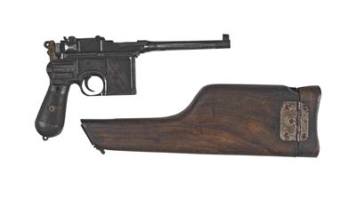 Pistole, Waffenfabrik Mauser - Oberndorf, Mod.: C96 M1912 mit Anschlagkasten der Luftfahrtabteilung, Kal.: 7,63 mm, - Lovecké, sportovní a sběratelské zbraně