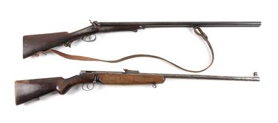 Konvolut aus KK-Büchse mit Zylinderverschluß Kal.: .22 l. r. und Hahn-Doppelflinte Kal.: 16, - Sporting and Vintage Guns