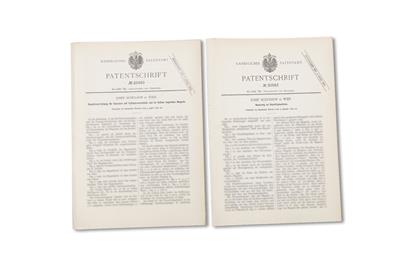Zwei originale Patentschriften von Josef Schulhof in Wien, Kaiserliches Patentamt, - Jagd-, Sport- und Sammlerwaffen