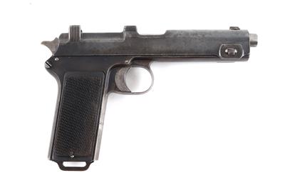 Pistole, Steyr, Mod.: 1912 mit Ladestreifen, Kal.: 9 mm Steyr, - Jagd-, Sport- u. Sammlerwaffen