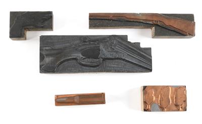 Umfangreiches Konvolut aus jagdlichen Metall-Druckklischees - frühes 20. Jh., - Sporting and Vintage Guns