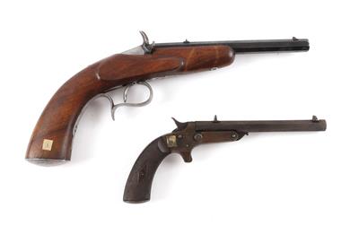 Konvolut Scheibenpistolen, unbekannte vermutlich belgische Hersteller, Kal. vermutlich .22 l. r., - Armi da caccia, competizione e collezionismo