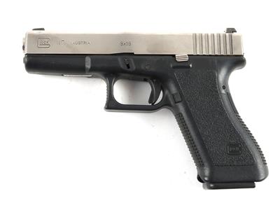 Pistole, Glock, Mod.: 17 Gen. 2 mit vernickeltem Schlitten, Kal.: 9 mm Para, - Armi da caccia, competizione e collezionismo