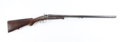 Damast-Hahn-Doppelflinte, unbekannter belgischer Hersteller, Kal.: 12 (vermutlich 12/65), - Jagd-, Sport-, & Sammlerwaffen