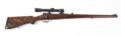 Repetierbüchse, Johann Wlas - Wien, Mod.: jagdlicher Mauser 98 Stutzen, Kal.: 7 mm (vermutlich 7 x 57), - Armi da caccia, competizione e collezionismo