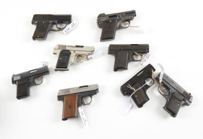 Großkonvolut aus 8 Taschenpistolen darunter FN, Baby, Kal.: 6,35 mm, - Jagd-, Sport- und Sammlerwaffen