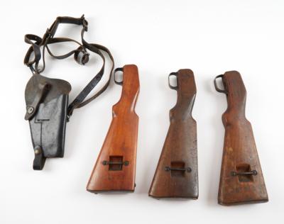 Konvolut aus U. S. Army M7 Schulterholster und drei MAS 1936 Hinterschäften, - Jagd-, Sport- und Sammlerwaffen