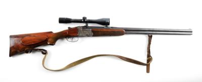 Bockbüchsflinte, Schwendner - Wien - Linksschäftung, Kal.: 6,5 mm/16/65, - Sporting & Vintage Guns