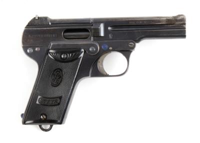 Pistole, Österreichische Waffenfabriksgesellschaft - Steyr, Mod.: 1909 Kipplauf, Kal.: 7,65 mm, - Jagd-, Sport-, & Sammlerwaffen