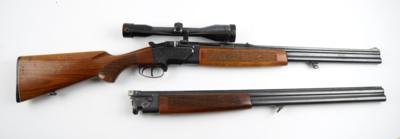 Bockbüchsflinte, CZ, Mod.: ZH124 mit Wechsellauf ZH301, Kal.: 7 x 57R und 16/70 mit Bockflinten-Wechsellauf Kal.: 12/70, 1. BBF: - Sporting & Vintage Guns