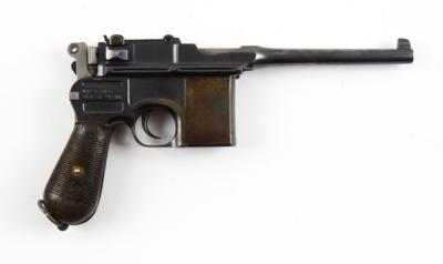 Pistole, Waffenfabrik Mauser - Oberndorf, Mod.: C96 M1912 Wartime Commercial mit Anschlagkasten der k. u. k.-Armee, Kal.: 7,63 mm, - Jagd-, Sport-, & Sammlerwaffen