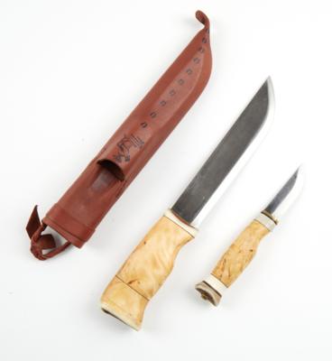 Skandinavisches Messer-Set, Lederscheide mit zwei Messern, - Jagd-, Sport-, & Sammlerwaffen
