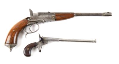 Konvolut aus zwei einschüssigen KK-Pistolen, beide von 1900 gefertigt, - Armi da caccia, competizione e collezionismo