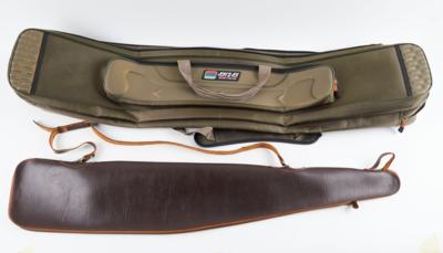Konvolut aus zwei Gewehrfutteralen und einem Zweikammerfutteral für Angeln, - Sporting & Vintage Guns