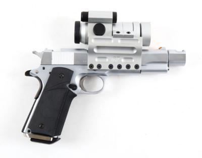 Pistole, Colt, Mod.: Government MK IV/Series'70 mit Kompensator und Aimpoint, Kal.: .45 ACP, - Jagd-, Sport- und Sammlerwaffen