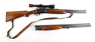 Bockbüchsflinte, Brünner, mit Bockflinten-Wechsellauf, Waffe im Kal.: 12/70/7 x 57R, - Sporting & Vintage Guns