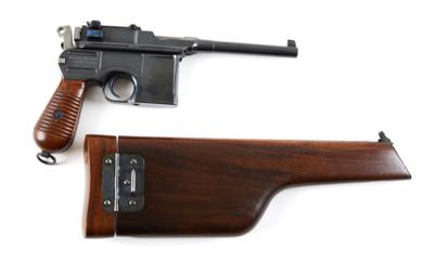 Pistole, Mauser - Oberndorf, Mod.: C96 1930 mit Anschlagschaft, Kal.: 7,63 mm Mauser, - Jagd-, Sport- und Sammlerwaffen