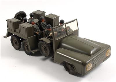 Hausser Elastolin Munitionswagen mit 6 Stk. Besatzung, - Spielzeug