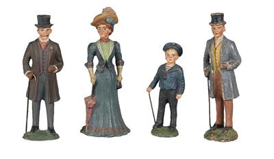 Pfeiffer, Tipple-Topple: 4 Stk. frühe Massefiguren um 1900, - Toys