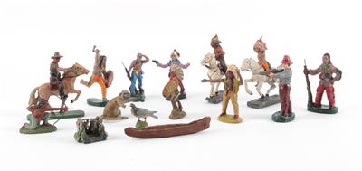 Konvolut Cowboy und Indianer Massefiguren, - Toys